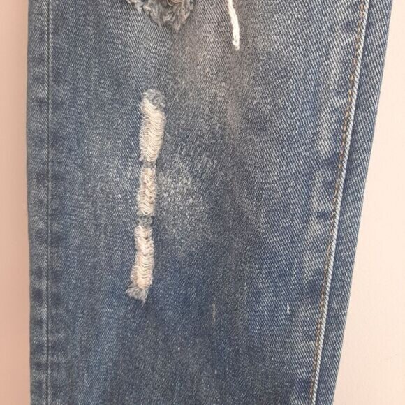 ZARA Basic Heritage Denim Distressed Medium Wash Jeans Sz 10 Flawed - Picture 9 of 16